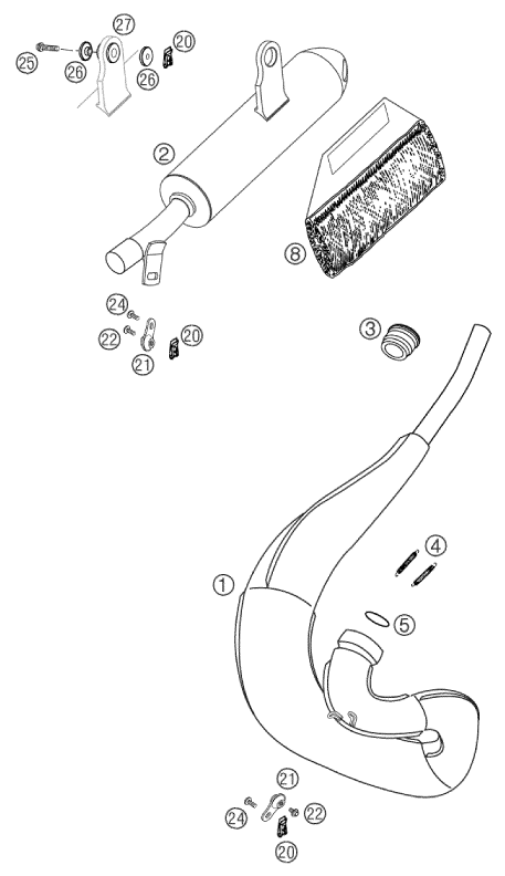 Sprängskiss: Exhaust System – KTM 50 SX PRO SENIOR LC 2003