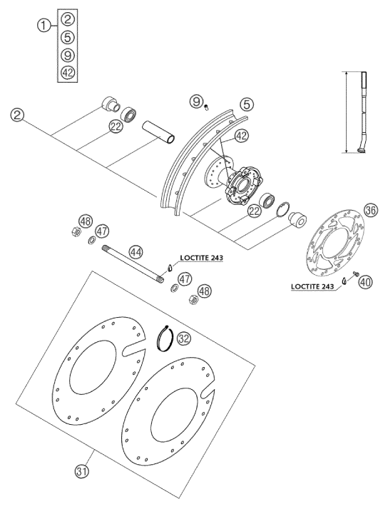 Sprängskiss: Front Wheel – KTM 50 SX PRO SENIOR LC 2003