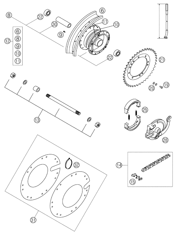 Sprängskiss: Rear Wheel – KTM 50 SX PRO SENIOR LC 2003