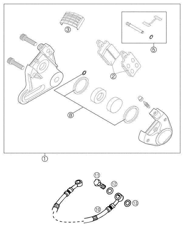 Sprängskiss: Rear Brake Caliper – KTM 65 SX 2003