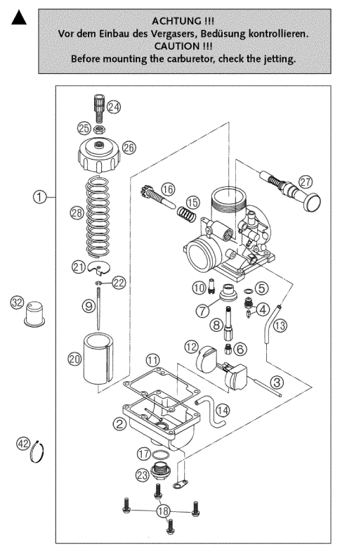 Sprängskiss: Carburetor – KTM 65 SX 2003