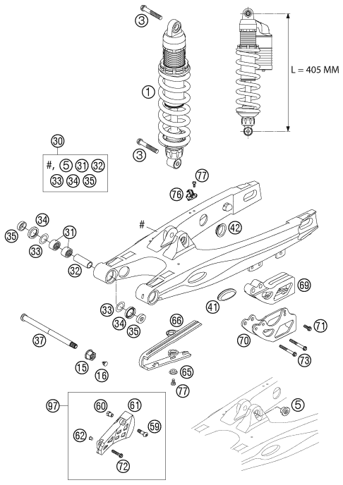 Sprängskiss: Swing Arm – KTM 85 SX 2003