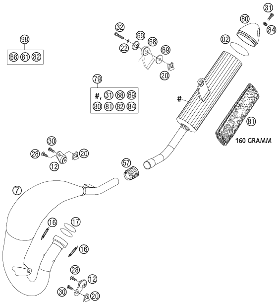 Sprängskiss: Exhaust System – KTM 105 SX 2004