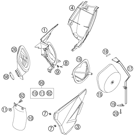 Sprängskiss: Air Filter – KTM 105 SX 2004