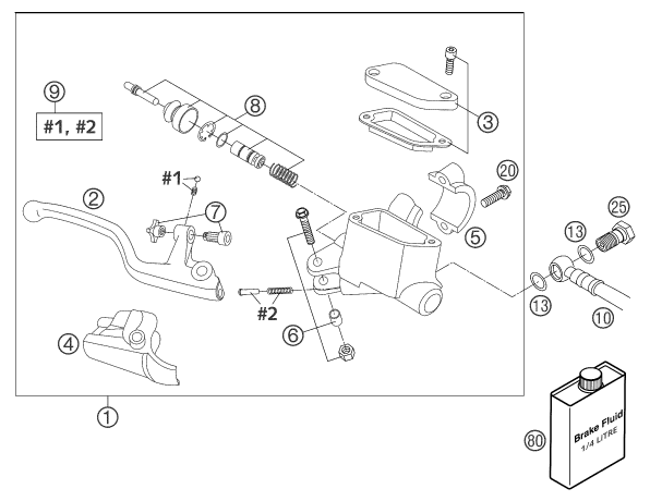 Sprängskiss: Front Brake Control – KTM 85 SX 2003
