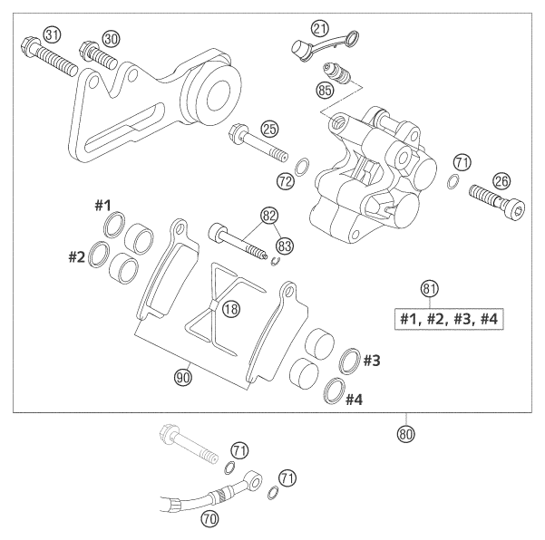 Sprängskiss: Rear Brake Caliper – KTM 85 SX 2003
