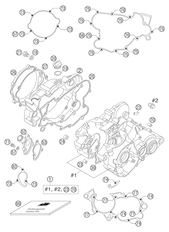 Sprängskiss: Engine Case – KTM 105 SX 2004