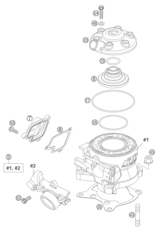 Sprängskiss: Cylinder – KTM 85 SX 2003