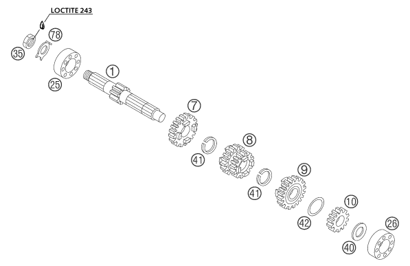 Sprängskiss: Transmission I - Main Shaft – KTM 85 SX 2003