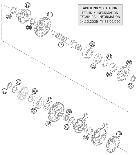 Sprängskiss: Transmission II - Countershaft – KTM 105 SX 2004