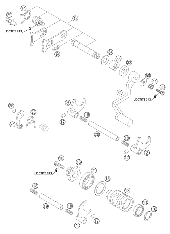 Sprängskiss: Shifting Mechanism – KTM 105 SX 2004