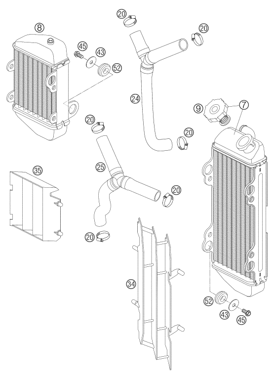 Sprängskiss: Cooling System – KTM 105 SX 2004