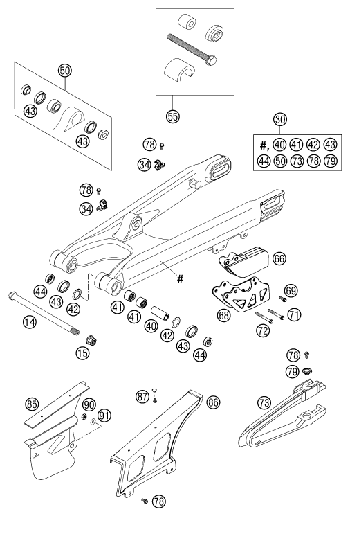 Sprängskiss: Swing Arm – KTM 200 EXC 2003