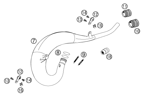Sprängskiss: Exhaust System – KTM 125 EXC SIX-DAYS 2004