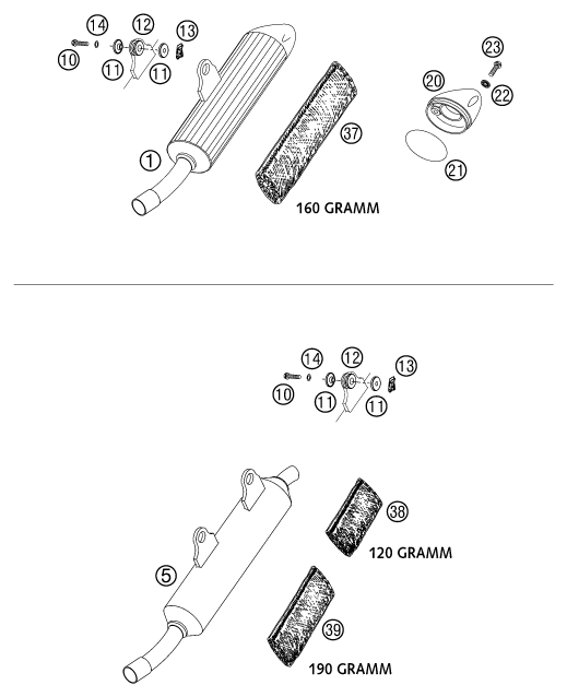 Sprängskiss: Exhaust System – KTM 125 EXC 2003