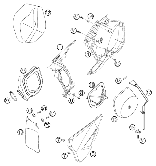 Sprängskiss: Air Filter – KTM 200 SX 2003