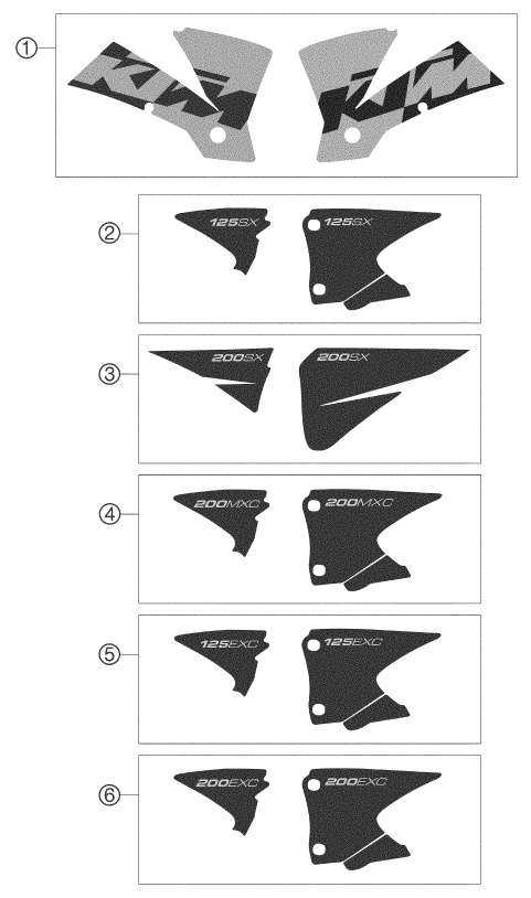 Sprängskiss: Decal – KTM 200 EXC 2003