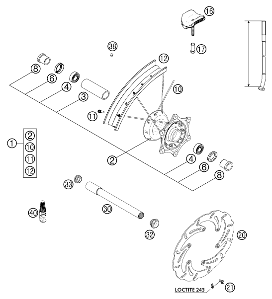 Sprängskiss: Front Wheel – KTM 200 EXC 2003