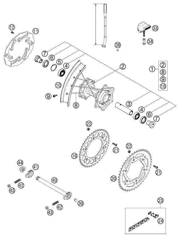 Sprängskiss: Rear Wheel – KTM 200 EXC 2003