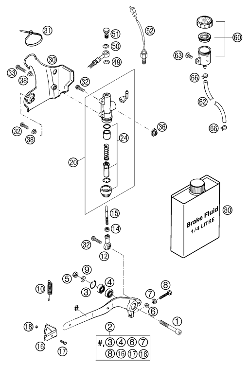Sprängskiss: Rear Brake Control – KTM 200 EXC 2003