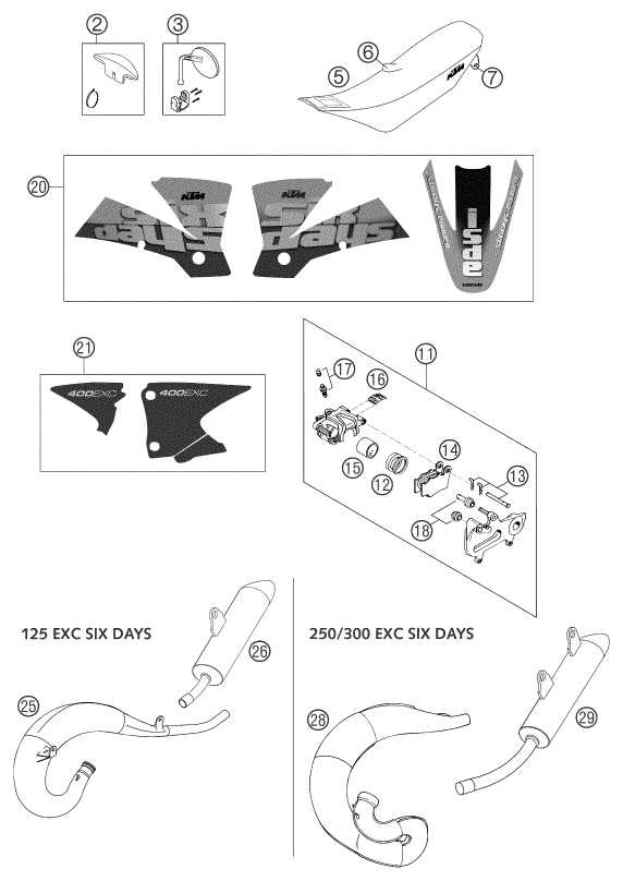 Sprängskiss: Accessories – KTM 400 EXC RACING SIX-DAYS 2003