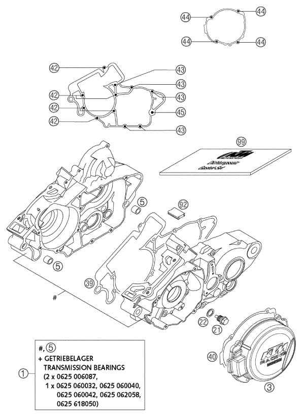 Sprängskiss: Engine Case – KTM 200 EXC 2003