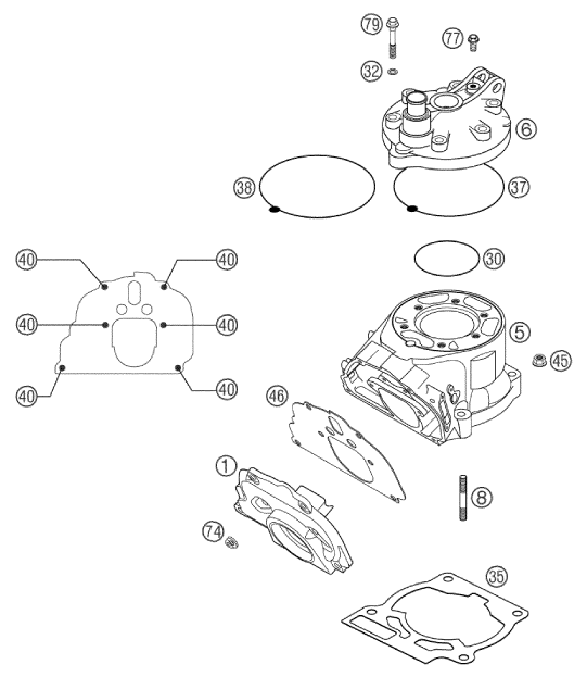 Sprängskiss: Cylinder – KTM 200 EXC 2003