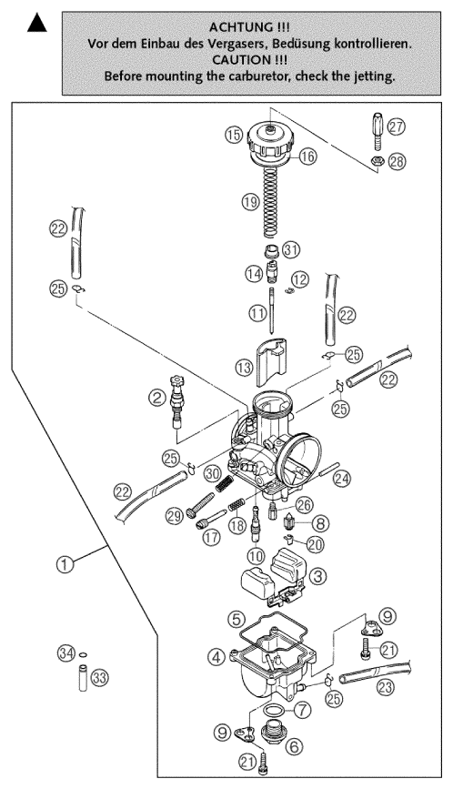 Sprängskiss: Carburetor – KTM 200 EXC 2003