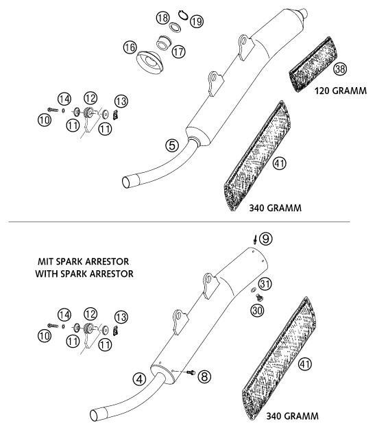 Sprängskiss: Main Silencer – KTM 250 EXC 2003