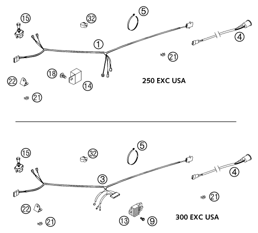 Sprängskiss: Wiring Harness – KTM 250 EXC 2003