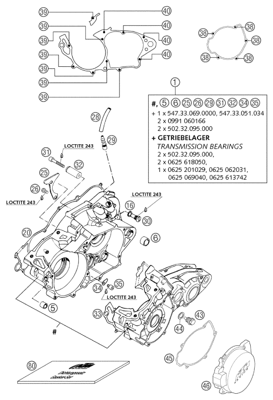 Sprängskiss: Engine Case – KTM 380 SX 2002