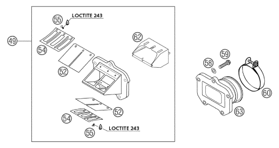 Sprängskiss: Reed Valve Case – KTM 250 EXC 2003
