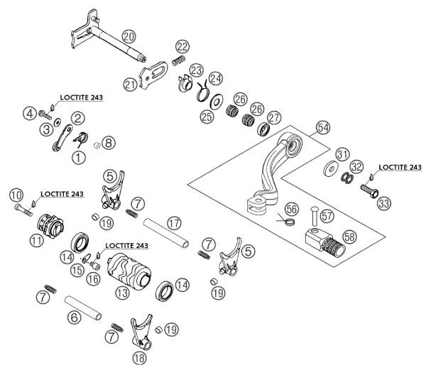 Sprängskiss: Shifting Mechanism – KTM 250 EXC 2003