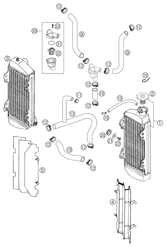 Sprängskiss: Cooling System – KTM 250 EXC 2003