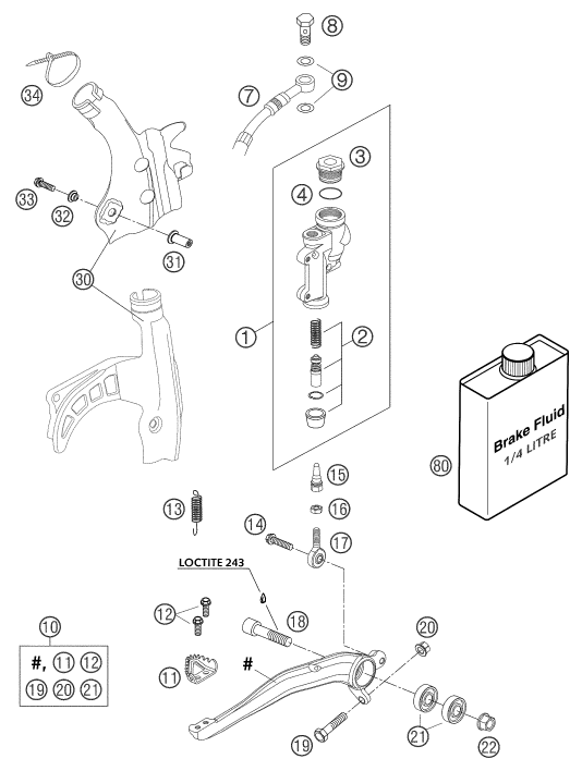 Sprängskiss: Rear Brake Control – KTM 250 SX 2003