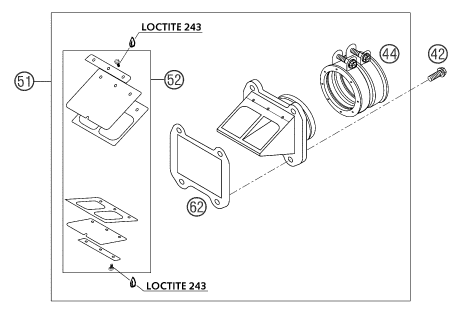 Sprängskiss: Reed Valve Case – KTM 250 SX 2003