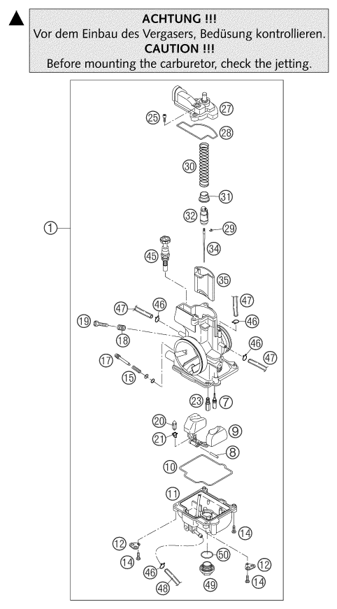 Sprängskiss: Carburetor – KTM 250 SX 2003