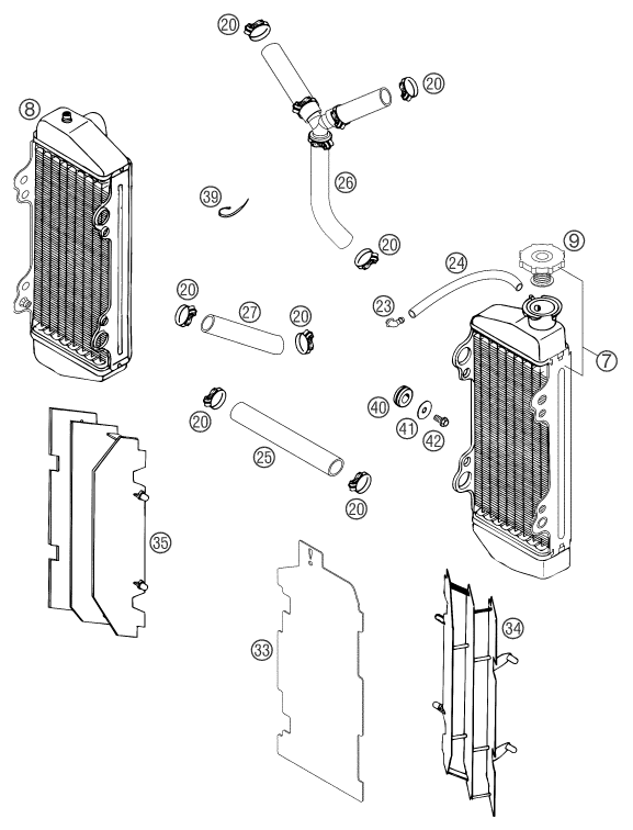 Sprängskiss: Cooling System – KTM 250 SX 2003
