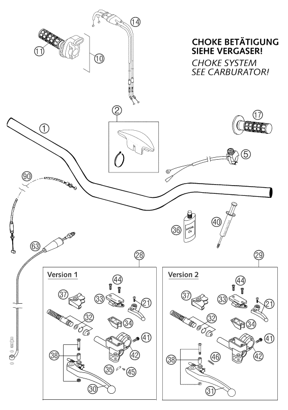 Sprängskiss: Handlebar, Controls – KTM 660 SUPERMOTO FACTORY REPL. 03