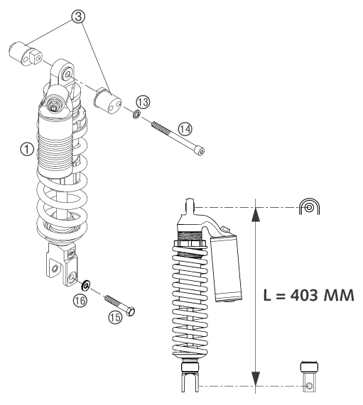 Sprängskiss: Shock Absorber – KTM 660 SMS