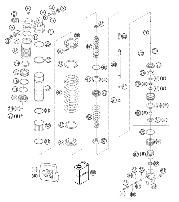 Sprängskiss: Shock Absorber Disassembled – KTM 660 SMS