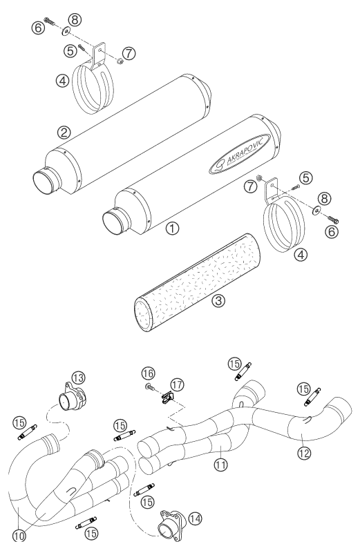 Sprängskiss: Exhaust System – KTM 660 SMS