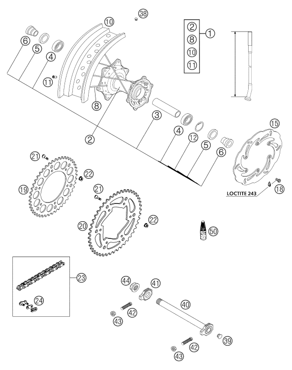 Sprängskiss: Rear Wheel – KTM 660 SUPERMOTO FACTORY REPL. 03