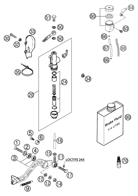 Sprängskiss: Rear Brake Control – KTM 660 SUPERMOTO FACTORY REPL. 03