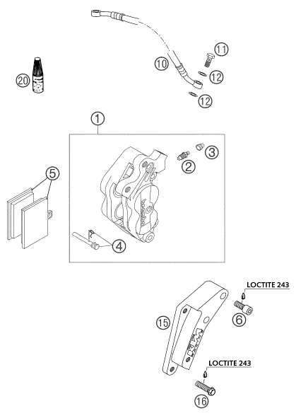 Sprängskiss: Front Brake Caliper – KTM 660 SMS