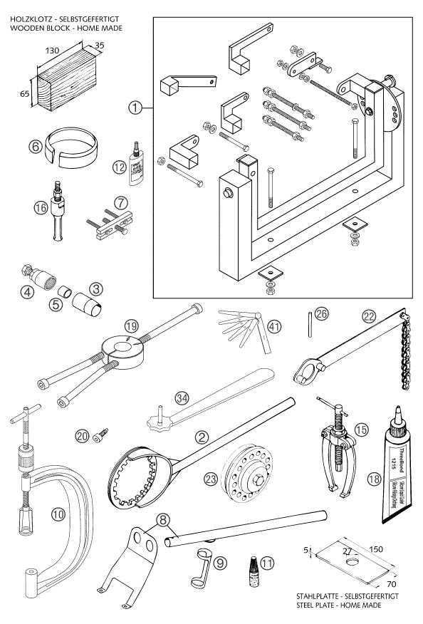 Sprängskiss: Special Tools (Engine) – KTM 660 SUPERMOTO FACTORY REPL. 03