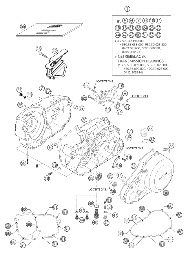 Sprängskiss: Engine Case – KTM 660 SMS