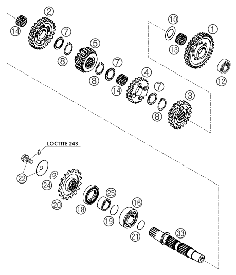 Sprängskiss: Transmission II - Countershaft – KTM 660 SMS