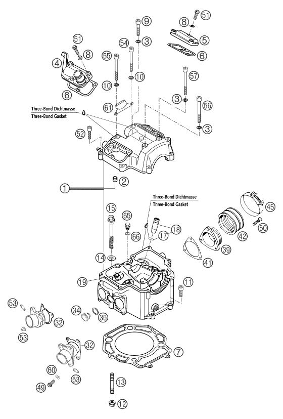 Sprängskiss: Cylinder, Cylinder Head – KTM 660 SUPERMOTO FACTORY REPL. 03