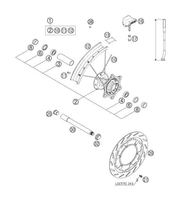 Sprängskiss: Front Wheel – KTM 640 LC4 ADVENTURE 2003